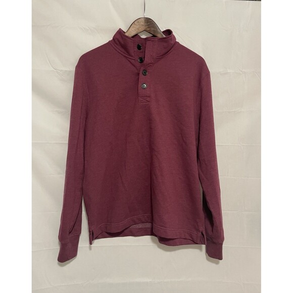 J.CREW Other - J.Crew Men’s Henley Sweatshirt Maroon Medium Fleece Pullover Long Sleeve